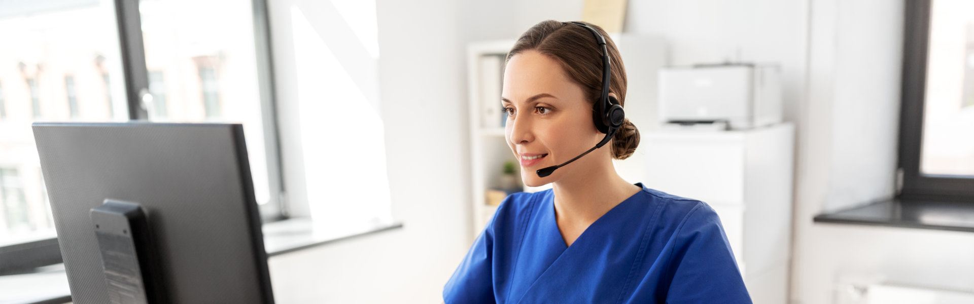 caregiver taking a call